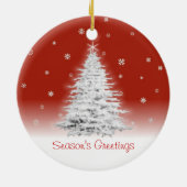 Witte kerstboom op rood Ornament (Achterkant)