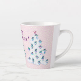 Witte kerstboom op Snowy Pink Latte Mok
