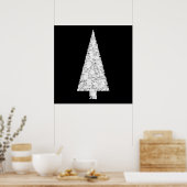 Witte kerstboom. Op zwart. Stijlvol. Poster (Keuken)