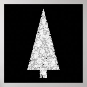 Witte kerstboom. Op zwart. Stijlvol. Poster