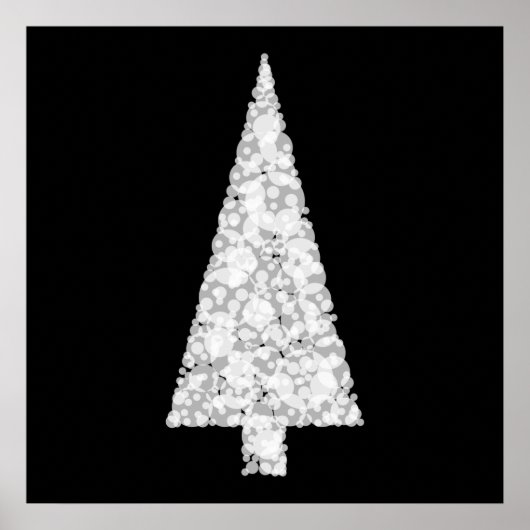 Witte kerstboom. Op zwart. Stijlvol. Poster (Voorkant)