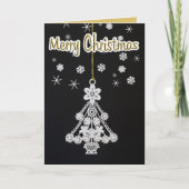 Witte kerstboom Ornament over zwarte Sjabloon (Voorkant)