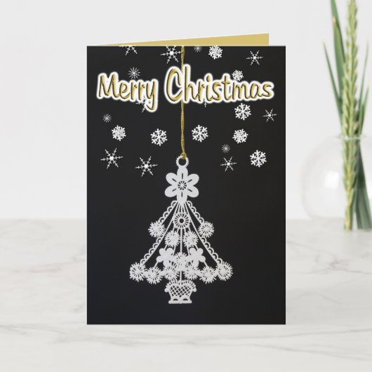 Witte kerstboom Ornament over zwarte Sjabloon (Voorkant)