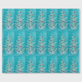 Witte kerstboom  Paars roze blauw Cadeaupapier (Vlak)