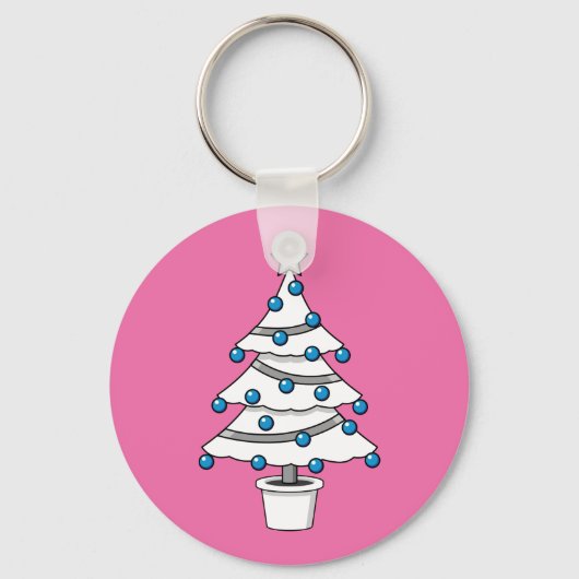 Witte kerstboom sleutelhanger (Voorkant)