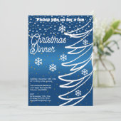 Witte Kerstboom & Sneeuw & Gouden Confetti Kaart (Staand voorkant)