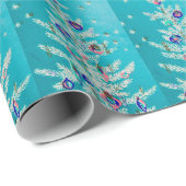 Witte Kerstboom Vintage Paars Roze Blauw Cadeaupapier (Rol Hoek)