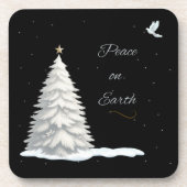 Witte kerstboom Vrede onderzetters (Voorkant)