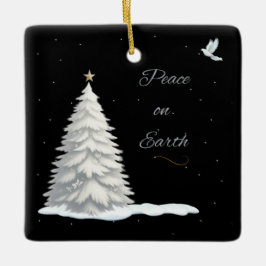 Witte kerstboom Vrede ornament
