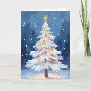 Witte Kerstboom Winter Sneeuw Feestdagen Kaart