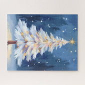 Witte Kerstboom Winter Sneeuw Legpuzzel (Horizontaal)