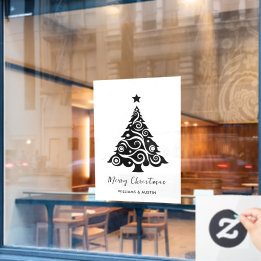 Witte Kerstboom Zakelijke Ramen Decoratie Raamsticker