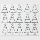 Witte Kerstboom Zwarte Rand Inpakpapier (Vlak)
