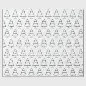 Witte Kerstboom Zwarte Rand Inpakpapier (Vlak)