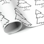 Witte Kerstboom Zwarte Rand Inpakpapier (Rol Hoek)