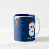 Witte kerstboomkor op blauw tweekleurige koffiemok (Voorkant rechts)