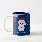 Witte kerstboomkor op blauw tweekleurige koffiemok (Links)