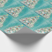 Witte kerstboompjes cadeaupapier (Hoek)