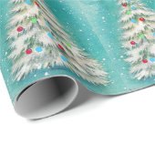 Witte kerstboompjes cadeaupapier (Rol Hoek)