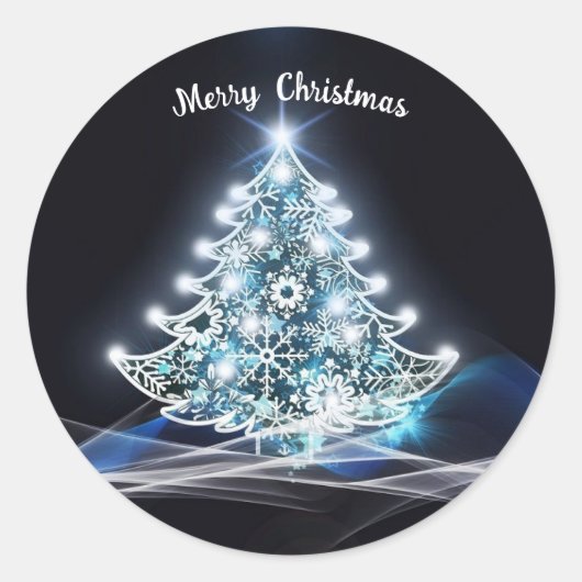 Witte kerstboomsticker ronde sticker (Voorkant)