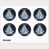 Witte kerstboomsticker ronde sticker (Vel)
