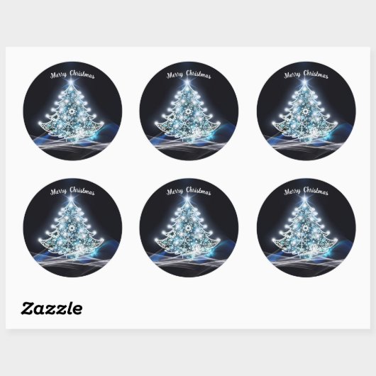 Witte kerstboomsticker ronde sticker (Vel)