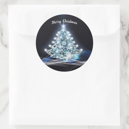 Witte kerstboomsticker ronde sticker (Tas)