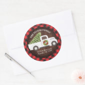 Witte kerstboomstructuur met speldenadres ronde sticker (Envelop)