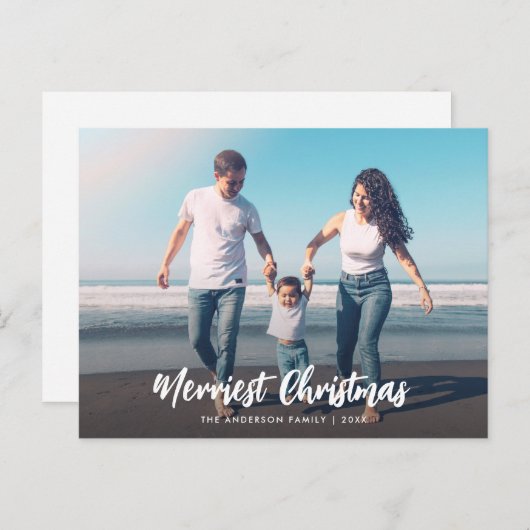 witte kerstborstelscriptbedekking fotokaart briefkaart (Voorkant / Achterkant)