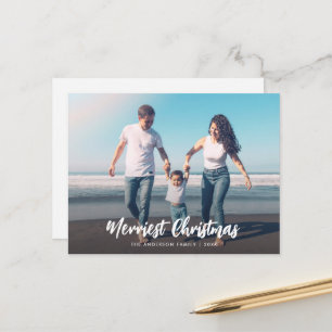 witte kerstborstelscriptbedekking fotokaart briefkaart