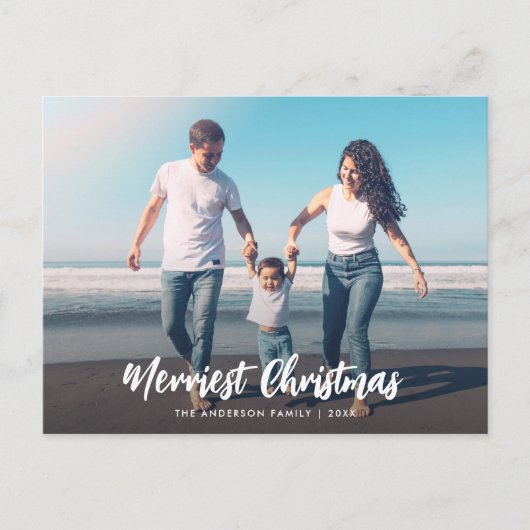 witte kerstborstelscriptbedekking fotokaart briefkaart (Voorkant)