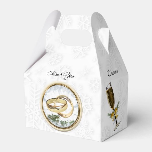 Witte kerstbruiloft bedankdoosjes (Achterkant)