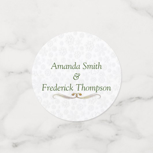 Witte kerstbruiloft confetti (Kleine voorkant)