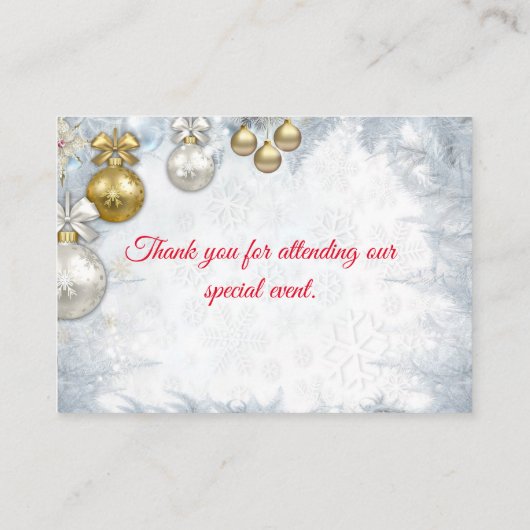 Witte kerstbruiloft informatiekaartje (Achterkant)