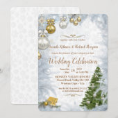 Witte kerstbruiloft kaart (Voorkant / Achterkant)