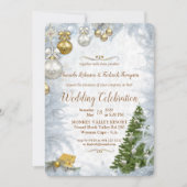 Witte kerstbruiloft kaart (Voorkant)