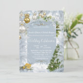 Witte kerstbruiloft kaart (Staand voorkant)