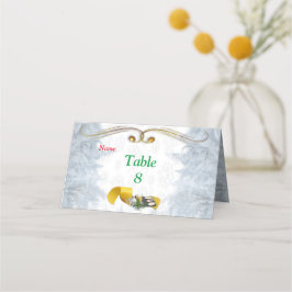 Witte kerstbruiloft plaatskaartje