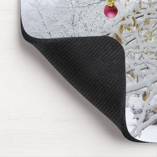 Witte kerstbulgdog mousepad muismat (Hoek)