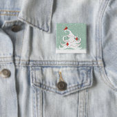Witte kerstButton Vierkante Button 5,1 Cm (In situ)