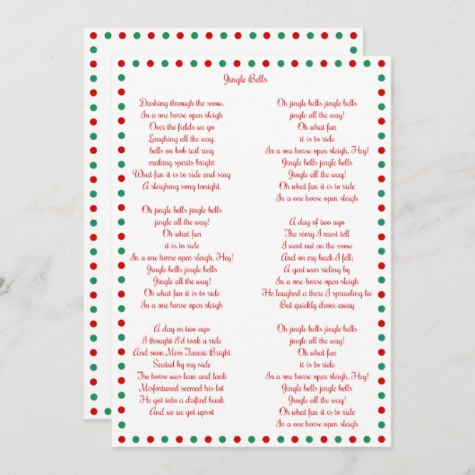 Witte kerstcadeau met Jingle Bells Kaart (Voorkant / Achterkant)