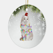 Witte kerstcadeau voor katten, Kind voor katten Keramisch Ornament (Links)