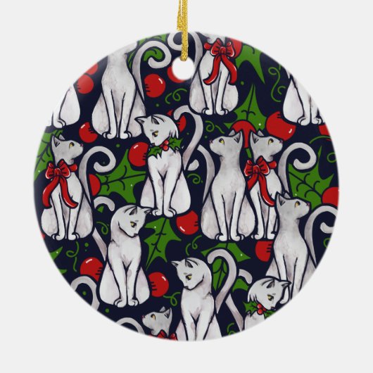 Witte kerstcadeautjes van Yule Keramisch Ornament (Achterkant)