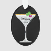 Witte kerstcocktail op maat ornament (voorkant)