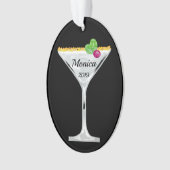 Witte kerstcocktail op maat ornament (voorkant)