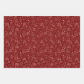 Witte kerstcontouren op Barn Red Inpakpapier Vel (Voorkant 3)