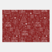 Witte kerstcontouren op Barn Red Inpakpapier Vel (Voorkant 2)