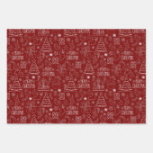 Witte kerstcontouren op Barn Red Inpakpapier Vel (Voorkant)