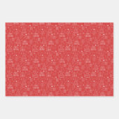 Witte kerstcontouren op rood inpakpapier vel (Voorkant 3)