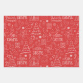 Witte kerstcontouren op rood inpakpapier vel (Voorkant 2)